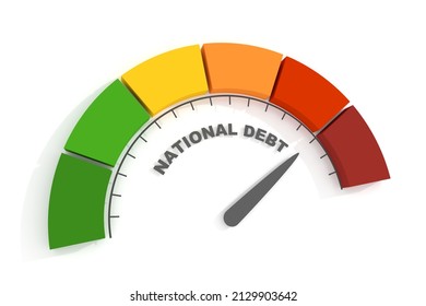 Abstract meter read level of national debt result. 3D Render