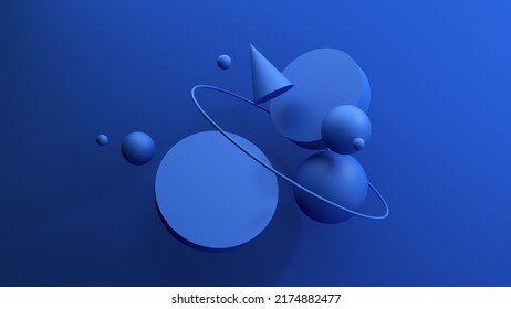 Abstract minimal 3d rendering  bright blue geometric background and cubes  objects  forms  Modern background design for presentations  brands  templates  banners and empty space 