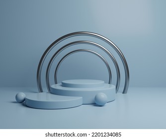 Abstract Minimal Pastel Background Light Pastel 3d Cylindrical Podium With Arc For Product Introduction