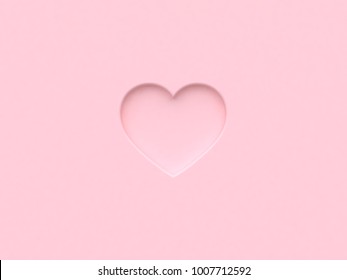 Abstract Minimal Pink Heart Background Valentine Concept 3d Rendering