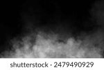 Abstract misty fog on isolated black background. Smoke stage studio. Texture overlays. The concept of aromatherapy.