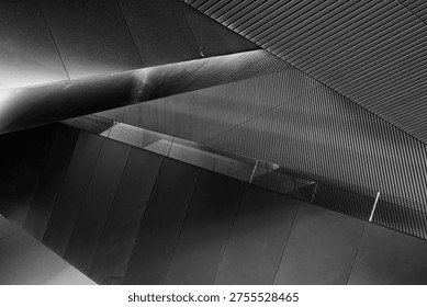 Abstract Modern Architectural Facade in Dramatic Monochrome