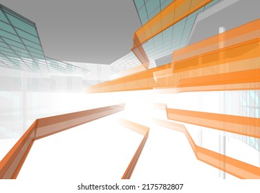 Abstract modern architecture 3d rendering