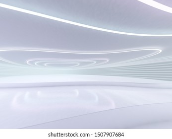 Abstract modern architecture background, empty open space interior. 3D rendering