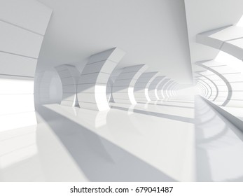 Abstract modern architecture background, empty white open space interior. 3D rendering
