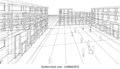 Abstract Modern Architecture Modular Facade 3d Stock Illustration ...