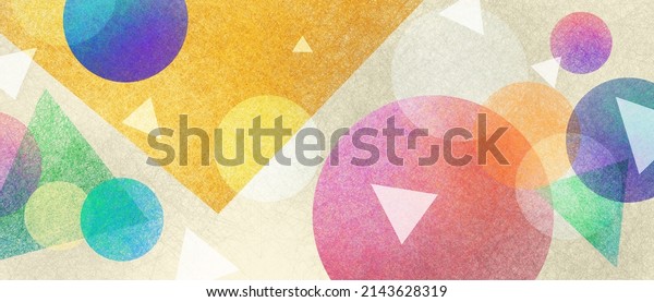 Abstract modern art background style design with circles and spots in colorful pink, blue, yellow, red, green, and purple on white grunge texture pattern background.