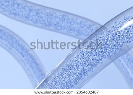 Abstract modern background dynamic 3D particles in glass tubes