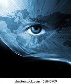 Abstract modern background with eye and map