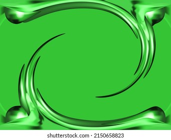 Abstract Modern Green Background With Fluid Waves. Round Frame. Innovation Technology. Luxury Backdrop. Geometric Digital Art Screen. Sustainability Push Concept. Copy Space. Low Carbon Economy. ESG.