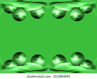 Abstract Modern Green Background With Fluid Waves And 3d Balls. Innovation Technology Concept. Luxury Backdrop. Geometric Digital Art Screen. Copy Space. Environmental Social Corporate Governance. ESG