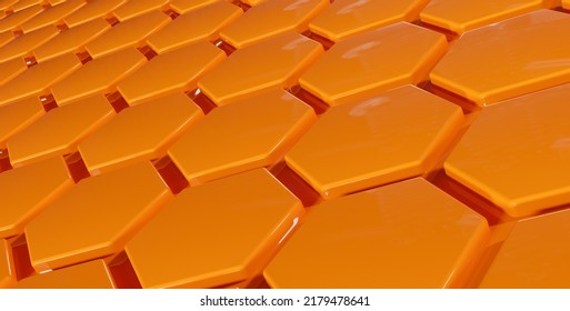 Abstract Modern Orange Hexagon Background, 3d Rendering