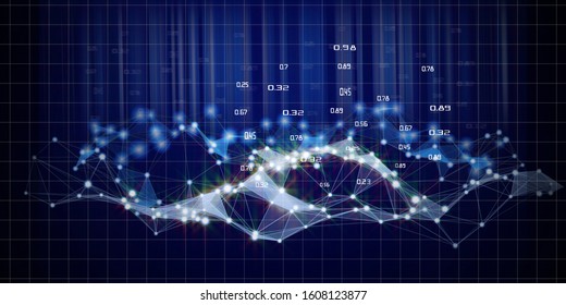 Abstract modern polygonal concept of decision making analysis. Big data. Data Quality. Business and science visualization of artificial intelligence.