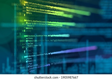 Abstract Modern Tech Of Programming Code Screen Developer. C Programming Language Of Computer Script And Technology Background Of Software.