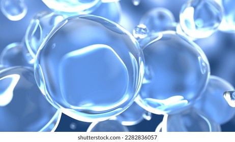 Abstract molecular background. Wather bubbles. 3d render illustration. 3D Illustration