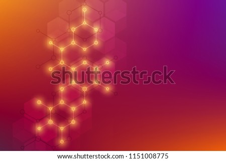 Abstract molecular structure and chemical elements. Medical, science and technology concept. Geometric background from hexagons
