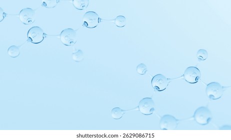 Abstract Molecule and Atom Structure Model - Science, Medical Background, Skincare Technology, and Cosmetic Innovation. 3d rendering.