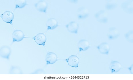 Abstract Molecule and Atom Structure Model - Science, Medical Background, Skincare Technology, and Cosmetic Innovation. 3d rendering.