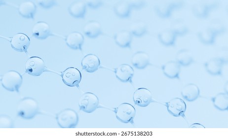 Abstract Molecule and Atom Structure Model - Science, Medical Background, Skincare Technology, and Cosmetic Innovation. 3d rendering. - Powered by Shutterstock - Get 15% off with code: PIKWIZARD15