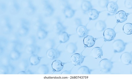 Abstract Molecule and Atom Structure Model - Science, Medical Background, Skincare Technology, and Cosmetic Innovation. 3d rendering.