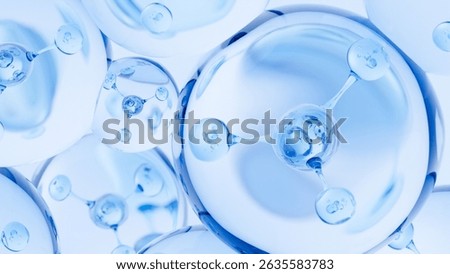 Abstract Molecule and Atom Structure Model - Science, Medical Background, Skincare Technology, and Cosmetic Innovation. 3d rendering.