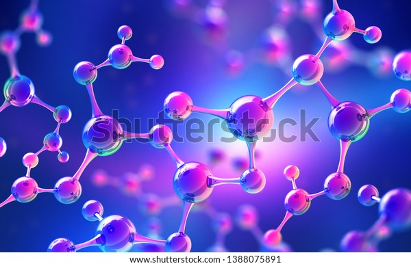 抽象的分子モデル 分子化学の科学的研究 パール青の背景に3dイラスト のイラスト素材