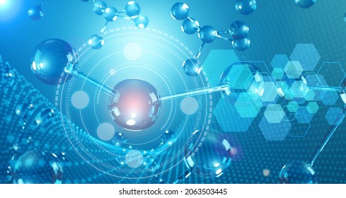 Abstract molecule structure. Science background, 3d illustration.	