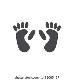 Abstract Monkey Footprint Black Icon. Ape Animal Track. Gorilla, Chimpanzee Primate Footpath Symbol. Isolated Illustration.