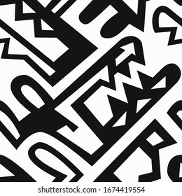 Abstract Monochrome African Seamless Pattern Stock Illustration ...