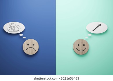 Abstract mood smileys on colorful background. Service rating concept. 3D Rendering - Shutterstock ID 2021656463