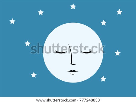 Abstract moon with face