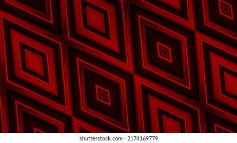 Abstract Motion Graphics And Animated Background With Spreading Red And Black Rhombuses. Motion. Kaleidoscopic Pattern With Rhombuses.