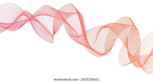 Abstract multicolor gradient wave lines vector background, twisted curve lines and blend effect, frequency sound wave lines, 3d contour line patterned background illustration.
