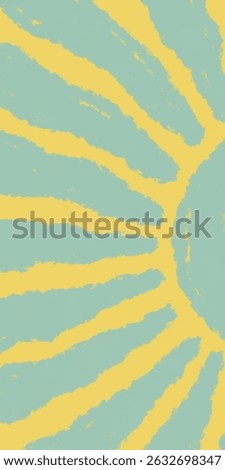 Abstract Multicolor Groovy Sun Rays illustration, green crayon texture.