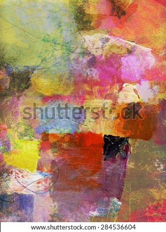 abstract multicolor layer artwork, opaque and transparent oil paint textures on canvas