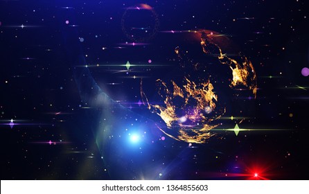 Abstract multicolored background. Explosion star with gloss and lines. Illustration beautiful. Images from NASA 