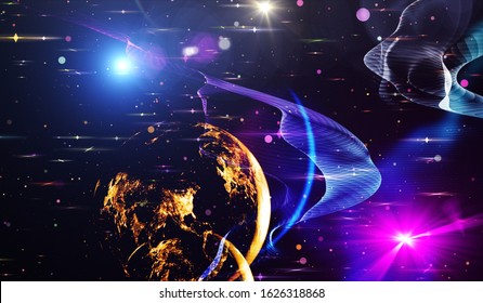 Abstract multicolored background. Explosion star with gloss and lines. Illustration beautiful. Images from NASA 