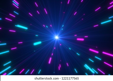 Abstract Multicolored Blasts Of Digital Neon Fireworks 3d Illustration