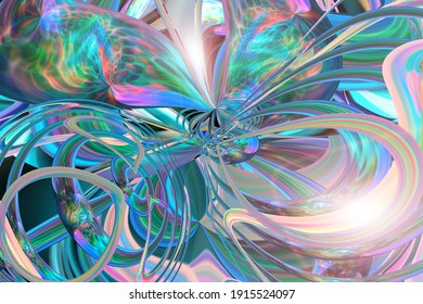 Abstract Multicolored Iridescent Texture Background. 3d Image.