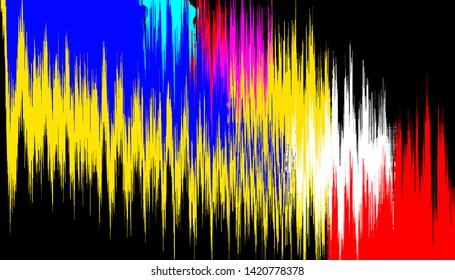 Abstract multicolored sharp vertical lines on black background.