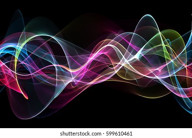 abstract multicolored wavy pattern on a black background