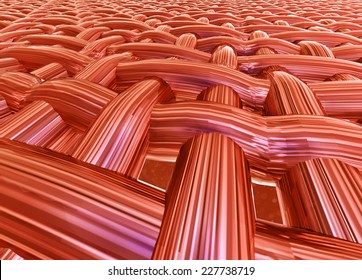 Abstract Muscle Fiber Background And Red Blood Cells. Organic Tissue Texture