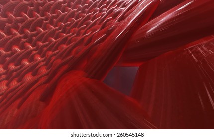 Abstract muscle fiber background and red blood cells. Organic surface Tissue Texture