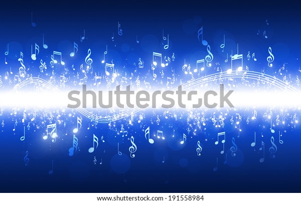 Abstract Music Notes On Dark Blue Stock Illustration 191558984