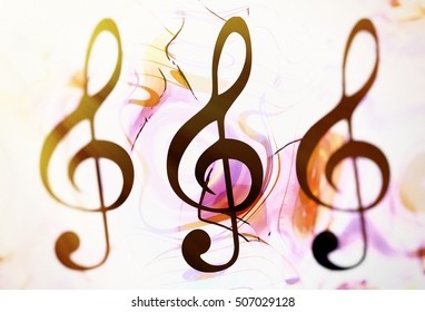 abstract music theme background with clef, modern design.
