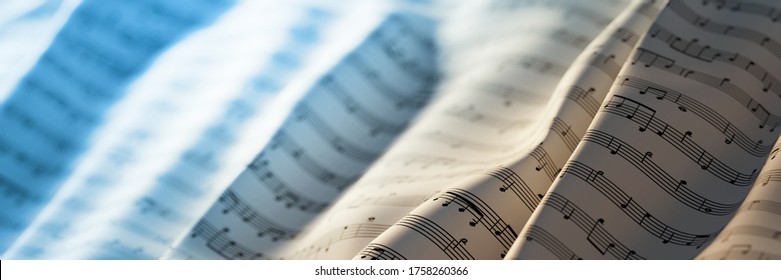 Abstract musical notes background; art concepts, original 3d rendering, RF illustration