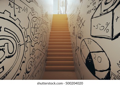 Abstract narrow staircase and