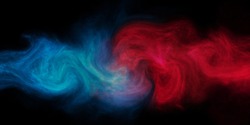 Nebuloasa Abstractă Foc De Fum în Lumină Roșie și Albastră Izolată Pe Fundal Negru în Conceptul De Versus, Competiție, Luptă