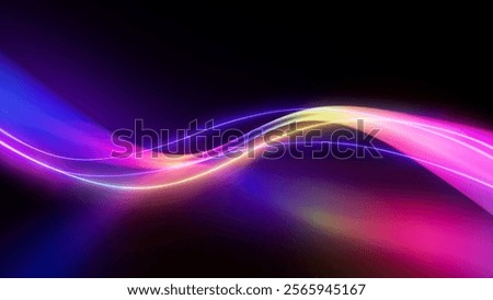 abstract neon background. 3d rendering of a multicolored curved lines glowing in the dark. Blurry floor reflection. Flowing virtual stream