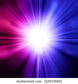 Abstract Neon Background, Neon Rays Of Light, Burst Abstract Background,  Bright Blue Sparkling Neon Explosion On A Dark Background.